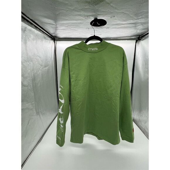 Heron Preston Men's Green Graphic Long Sleeve T-Shirt Size M - Picture 8 of 9